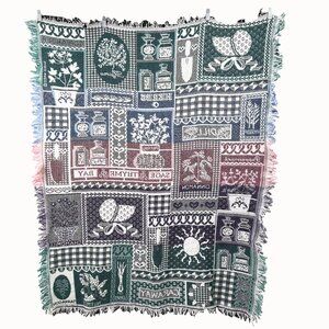 Crown Crafts Herb Woven Tapestry Throw Blanket With Fringe